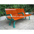 Outdoor wooden park bench metal and solid wood bench